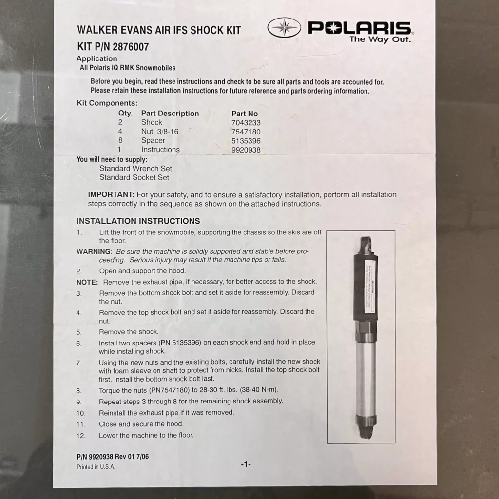 Polaris 2876007 - Walker Evans . IFS kit