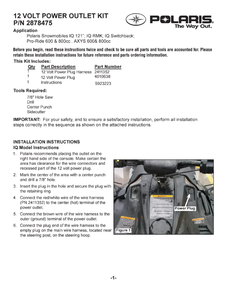 Polaris 2878475 - 12v uttag