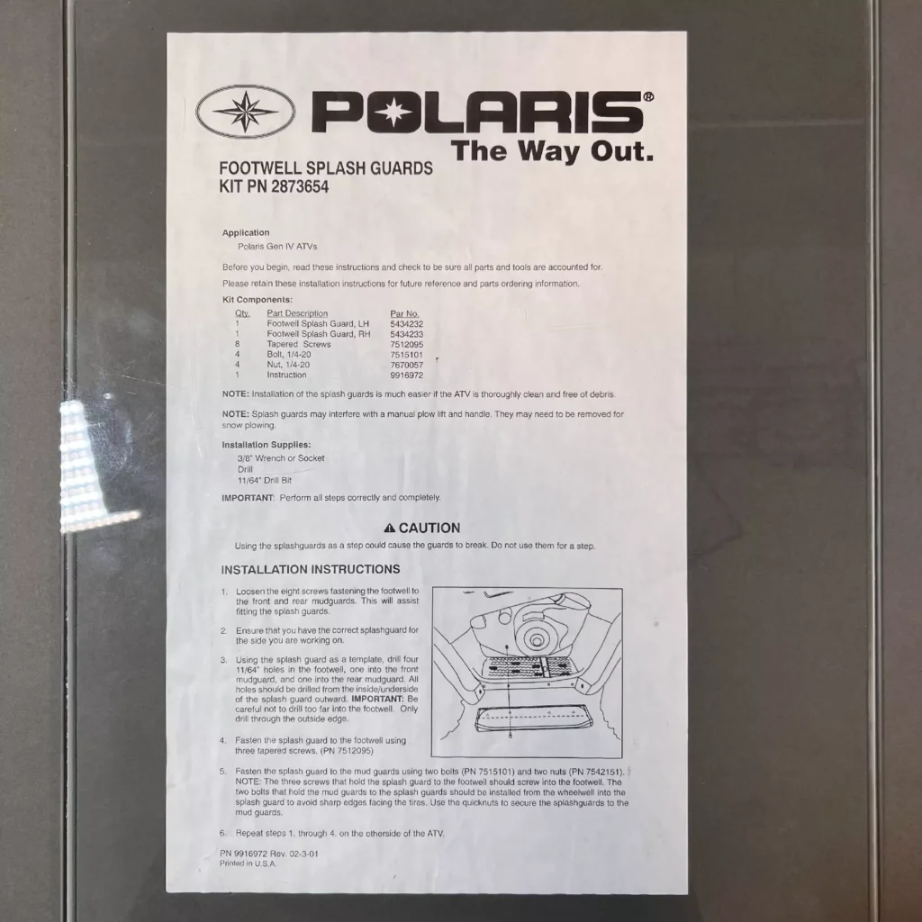 Polaris 2872654-070 - Footwell splash guard , Black