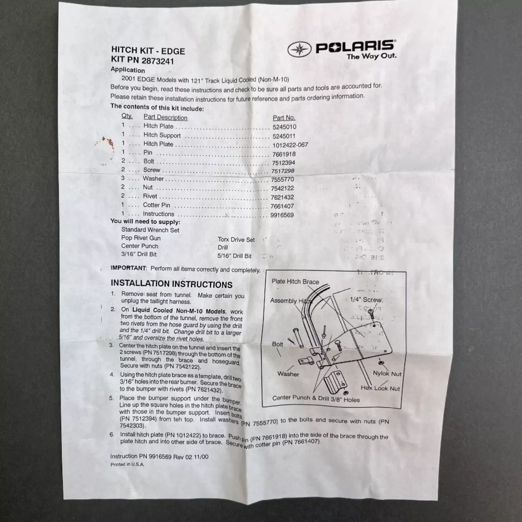 Polaris 2873241 - Hitch kit - EDGE