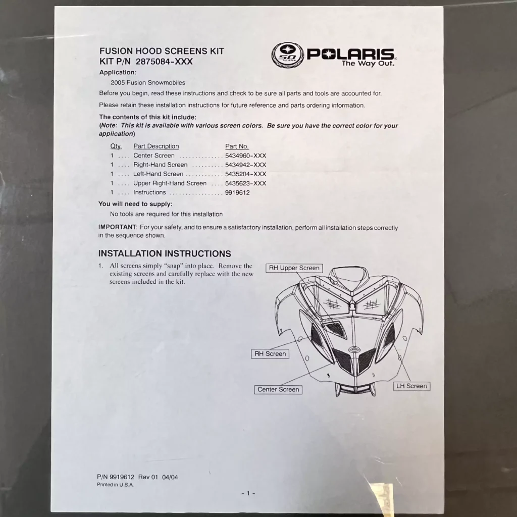 Polaris 2875084-453 - Fusion Hood Screens