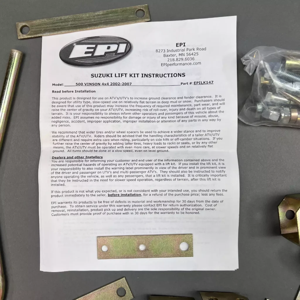 EPI EPILK147 - 2" Höjningskit, Suzuki Vinson 500 '02-07 ATV