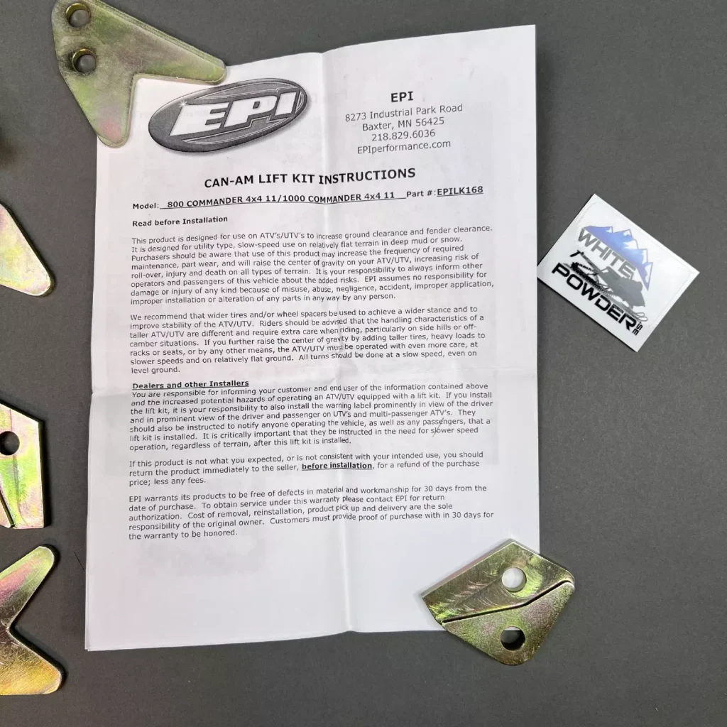 EPI EPILK168 - EPI Höjningskit 2" Can Am 800/1000 Commander