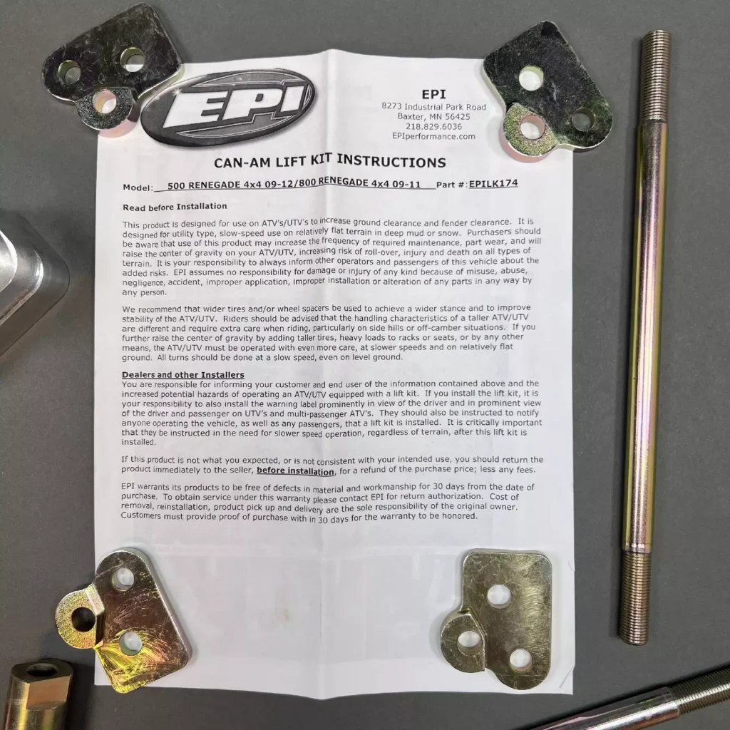 EPI EPILK174 - EPI Höjningskit 2" Can Am 500/800 Renegade