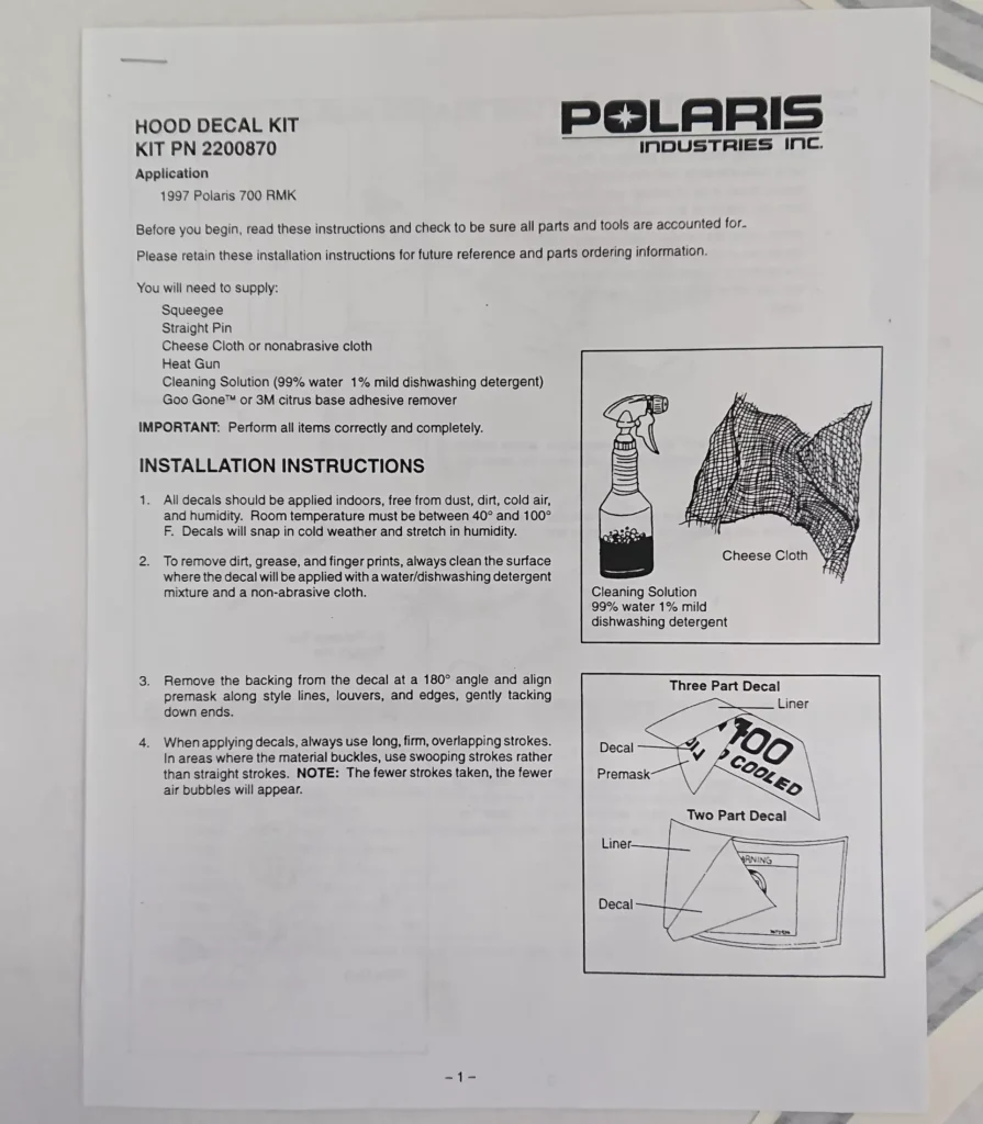 Polaris 2200870 - 1997 700 RMK