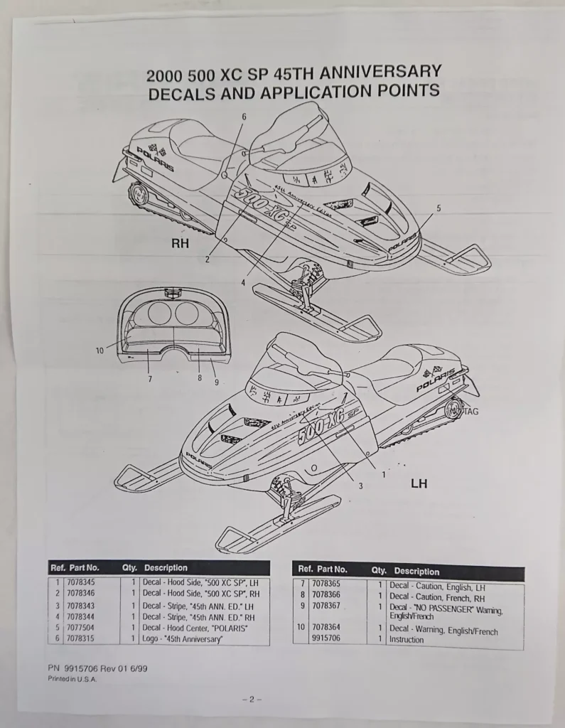 Polaris 2201490 - 2000 500 XC