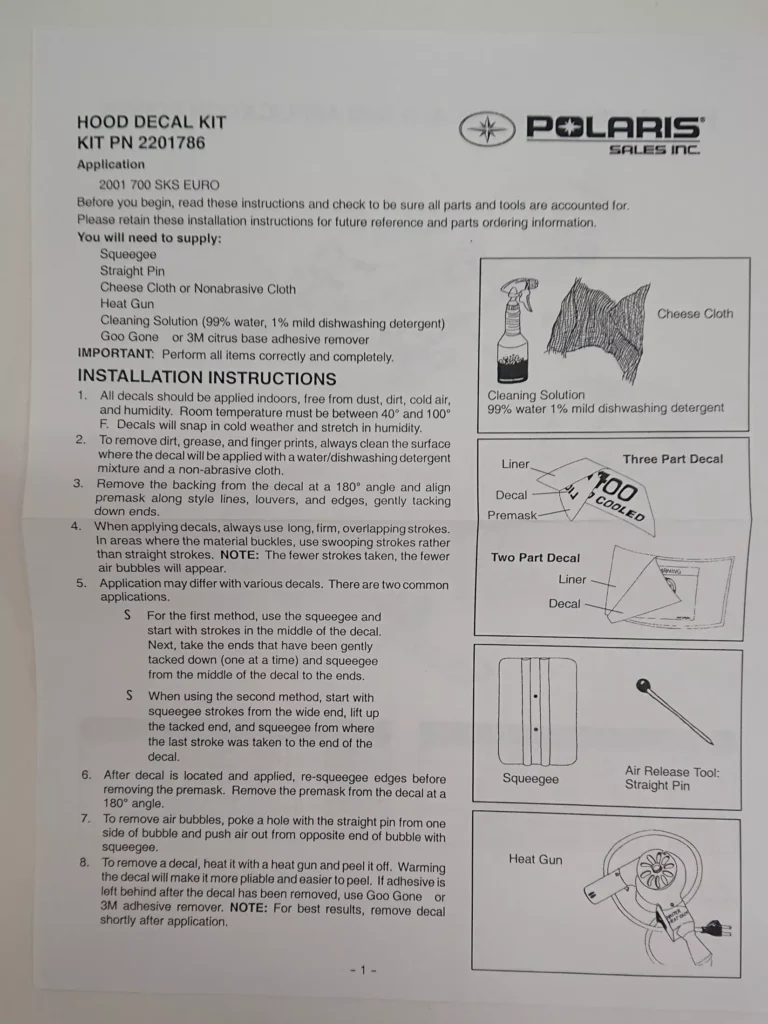 Polaris 2201786 - 2001 700 sks euro