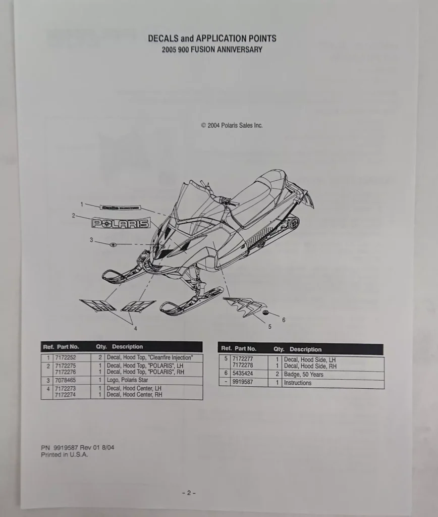 Polaris 2202755 - 2005 fusion 900 Anniversary