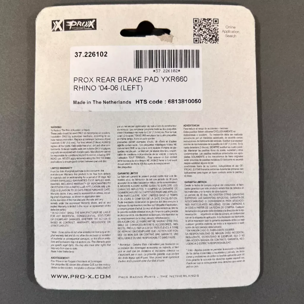 ProX 37.226102 - Brake pads