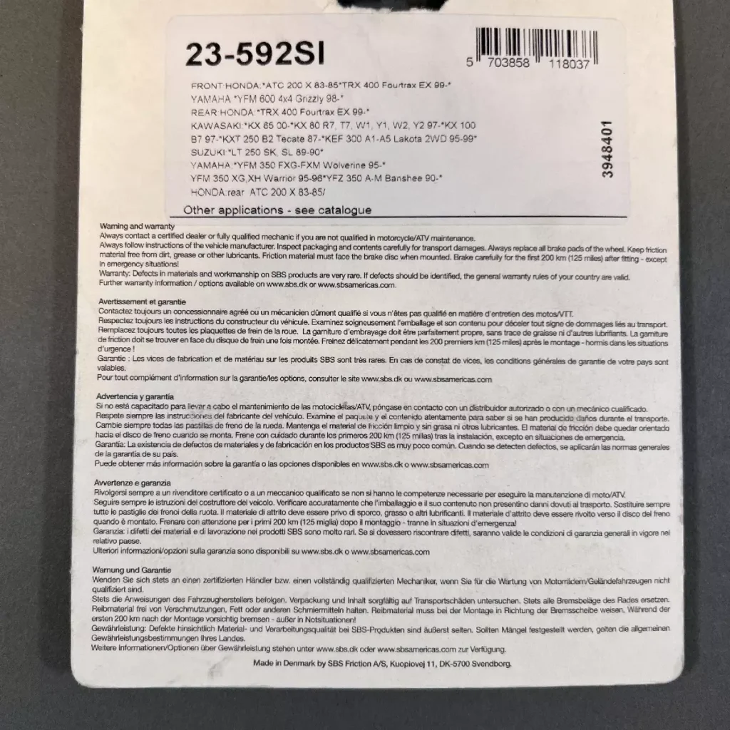SBS 592SI - Brake pads