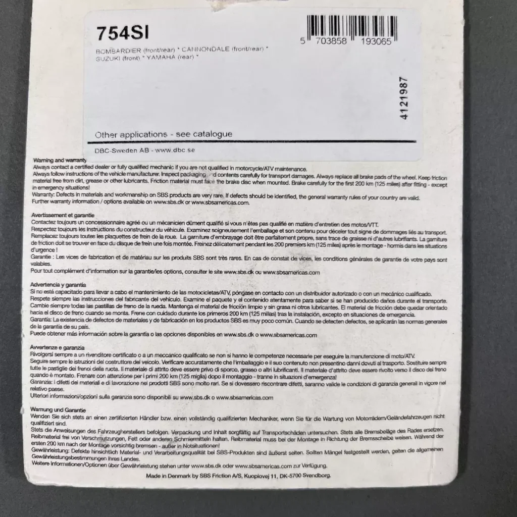 SBS 754SI - Brake pads - Can-Am / Yamaha