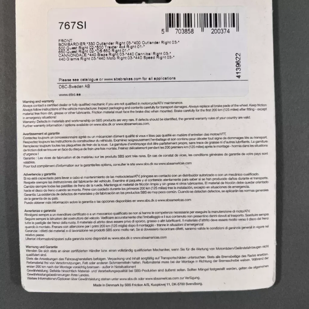 SBS 767SI - Brake pads - Can-Am