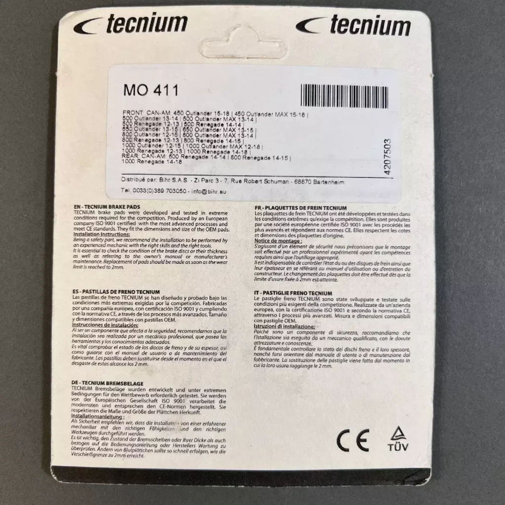 Tecnium MO411 - Brake pads - Can-Am